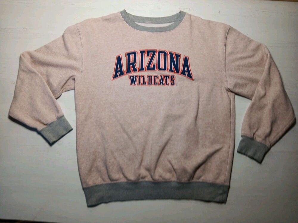 Arizona Wildcats Russell Athletic Sweatshirt Crewneck Pink & Gray Large Ncaa